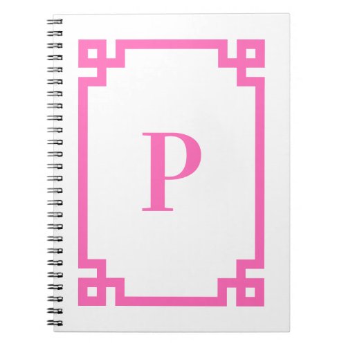 Hot Pink Greek Key Border Monogramed Notebook