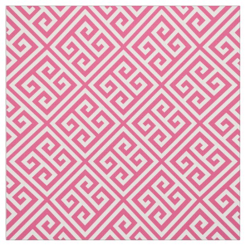 Hot Pink Greek Key Fabric