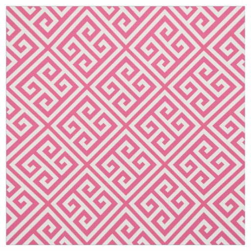 Hot Pink Greek Key Fabric