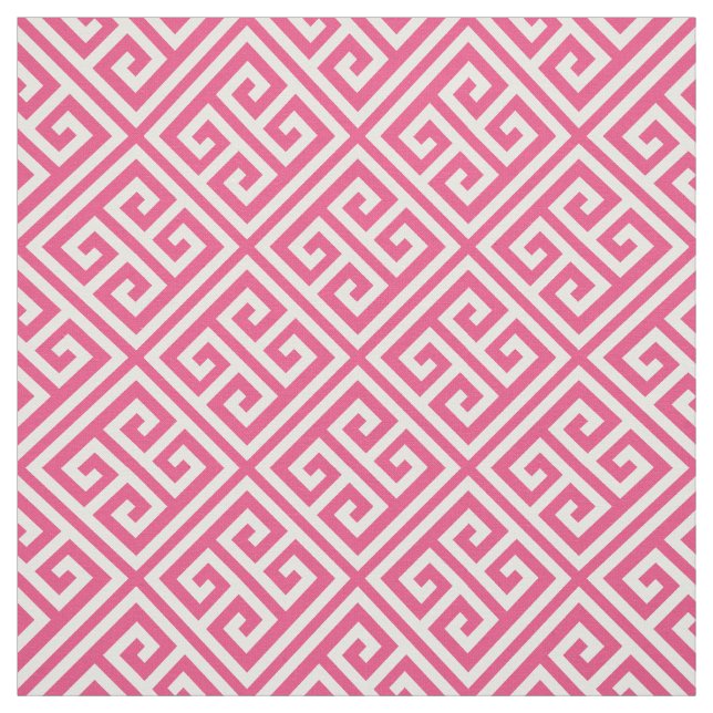 Hot Pink Greek Key Fabric (Swatch)