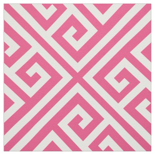 Hot Pink Greek Key Large Scale Fabric