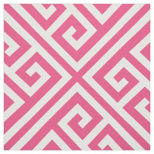 Hot Pink Greek Key Large Scale Fabric