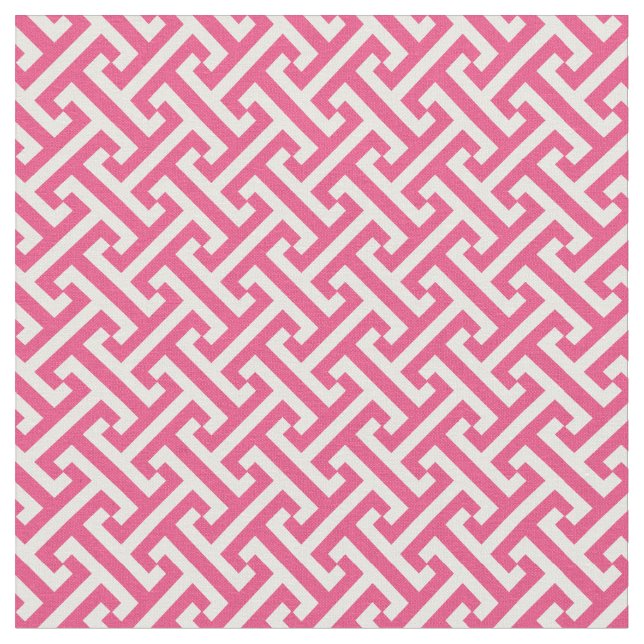 Hot Pink Greek Key Pattern Fabric (Close Up)