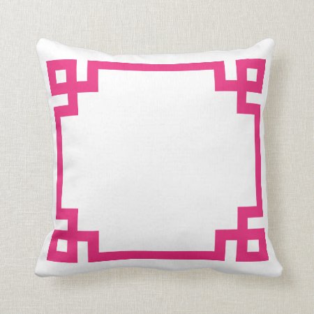 Hot Pink Greek Key Throw Pillow