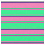 [ Thumbnail: Hot Pink, Green, and Indigo Colored Lines Fabric ]