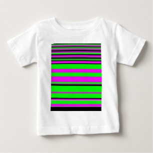 Hot Pink Green Black Colorful Stripe Pattern Baby T-Shirt