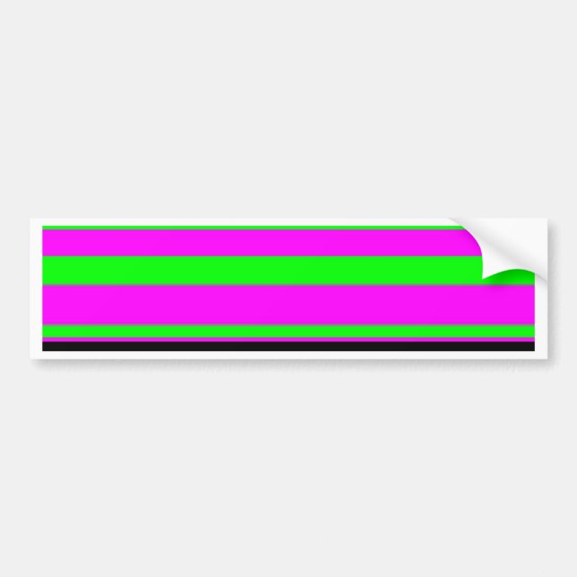 Hot Pink Green Black Colorful Stripe Pattern Bumper Sticker (Front)