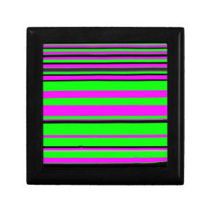 Hot Pink Green Black Colorful Stripe Pattern Jewelry Box