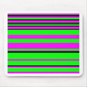 Hot Pink Green Black Colorful Stripe Pattern Mouse Pad