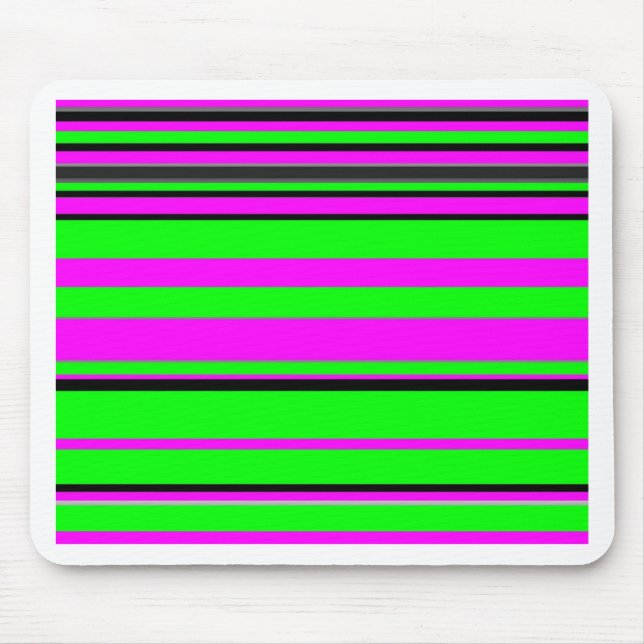 Hot Pink Green Black Colorful Stripe Pattern Mouse Pad (Front)