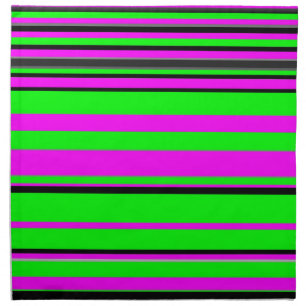 Hot Pink Green Black Colorful Stripe Pattern Napkin