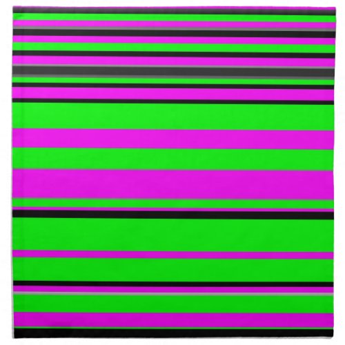 Hot Pink Green Black Colorful Stripe Pattern Napkin