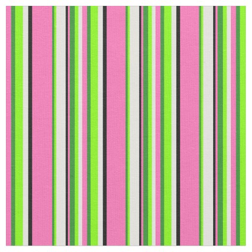 Hot Pink, Green, Chartreuse, Cyan & Black Lines Fabric