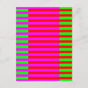 Hot Pink Green Red Stripes Postcard