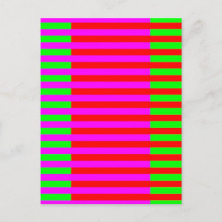 Hot Pink Green Red Stripes Postcard