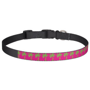 Hot Pink Green Tropical Island Palm Tree Trees Pet Collar