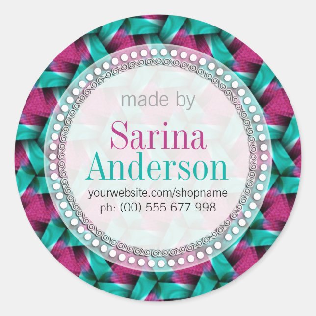 Hot Pink & Green Weave Pattern Made By Labels (Front)