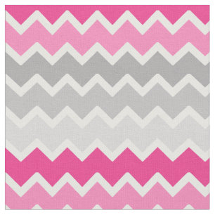 Hot Pink Grey Gray Ombre Chevron Zigzag Pattern Fabric