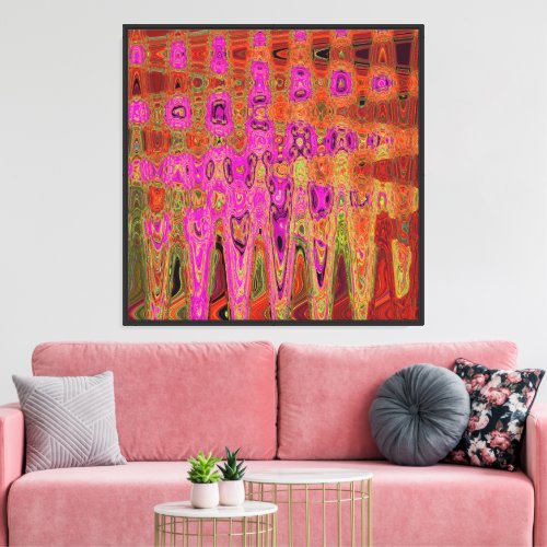 Hot Pink Groovy Abstract Retro Atomic Waves Canvas Print