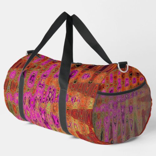 Hot Pink Groovy Abstract Retro Atomic Waves Duffle Bag