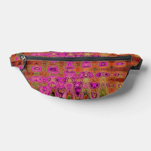 Hot Pink Groovy Abstract Retro Atomic Waves Fanny Pack