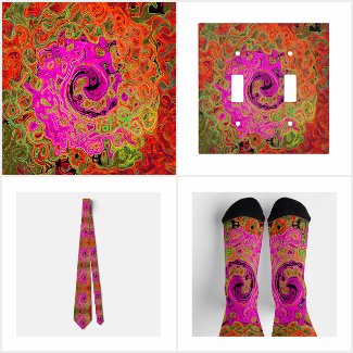 Hot Pink Groovy Abstract Retro Liquid Swirl