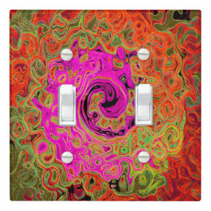 Hot Pink Groovy Abstract Retro Liquid Swirl Light Switch Cover