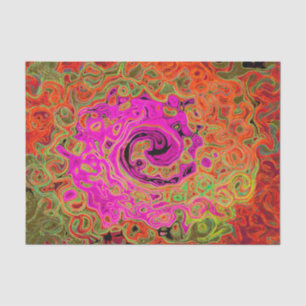 Hot Pink Groovy Abstract Retro Liquid Swirl Tissue Paper