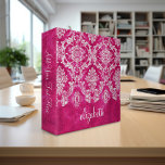 Hot Pink Grunge Damask Pattern Custom Text Binder<br><div class="desc">A vintage pattern with a chalkboard and lace design. Look closely to the flowers and leaves.A trendy design with jewel tone colors and elegance. Items are easier to customize when you replace all text and photos first. If your art still needs to be adjusted, click on the Customize This button....</div>