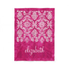 Hot Pink Grunge Damask Pattern Script Name