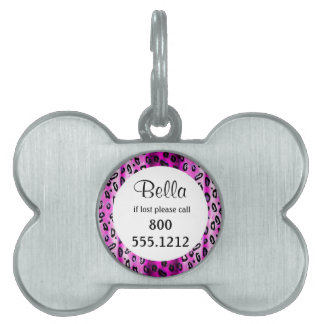 Hot Pink Grunge Leopard Pet Identity Tag