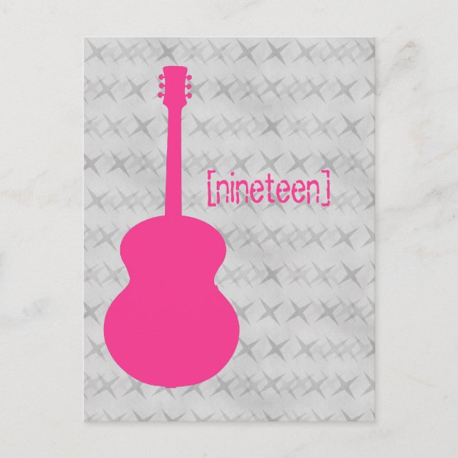 Hot Pink Guitar Grunge Table Postcard (Front)
