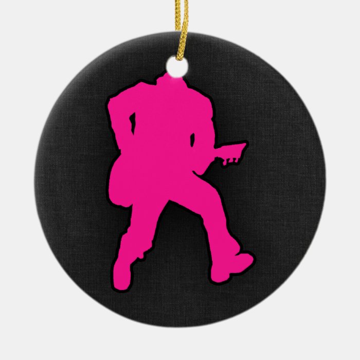 Hot Pink Guitar Player Ornaments