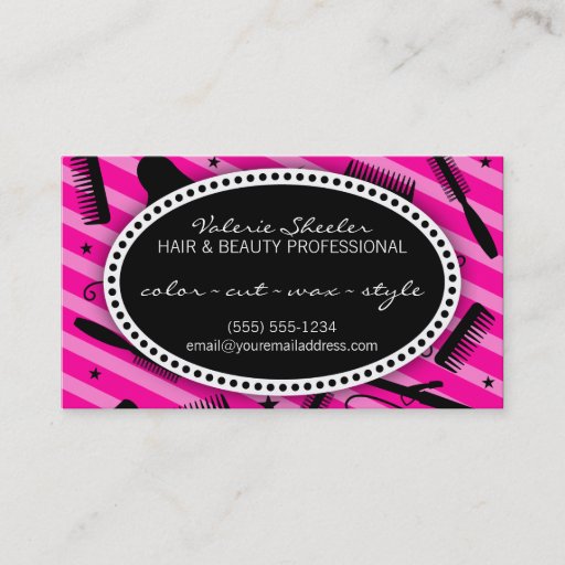Customizable Hot Pink Hair &amp; Beauty Appointment Business Card