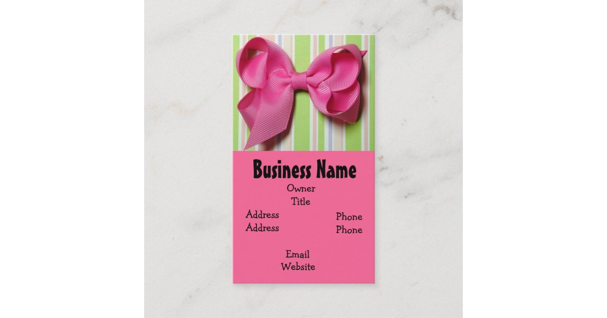 Hot Pink Hair Bow Business Card