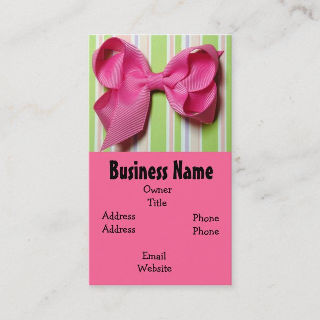 Hot Pink Hair Bow Business Card (Front)