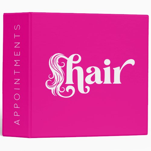 Hot Pink Hair Stylist Appointments  3 Ring Binder