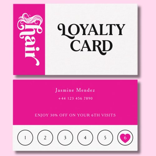 Hot Pink Hair Stylist Client Loyalty Card