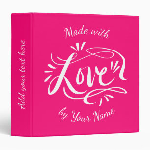 Hot pink hand lettered kitchen recipe binder book