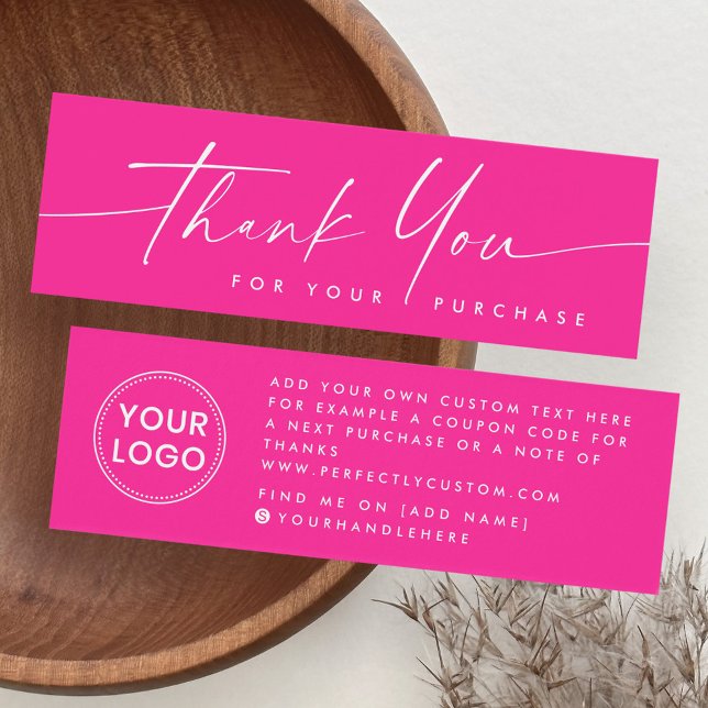 Hot pink handwritten script logo thank you insert (Hot pink handwritten script logo thank you insert)