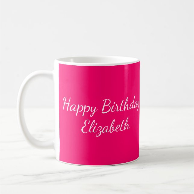 Hot Pink Happy Birthday  50 & Fabulous Personalize Coffee Mug (Left)
