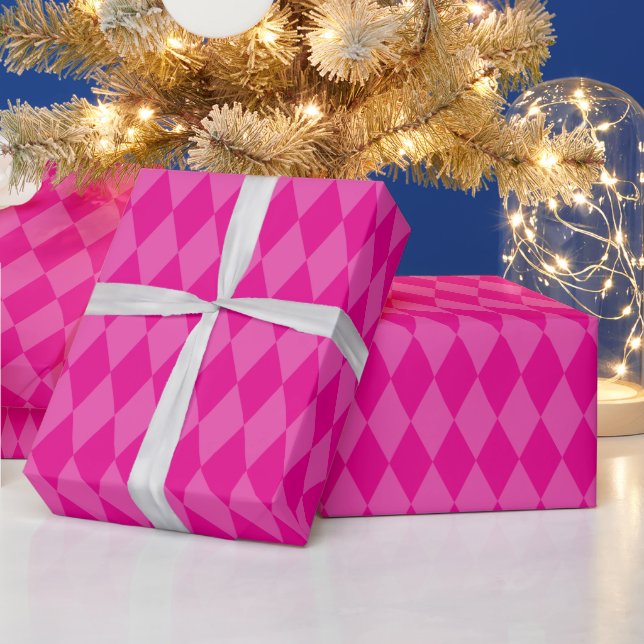 Hot Pink Harlequin Pattern Wrapping Paper (Holidays)