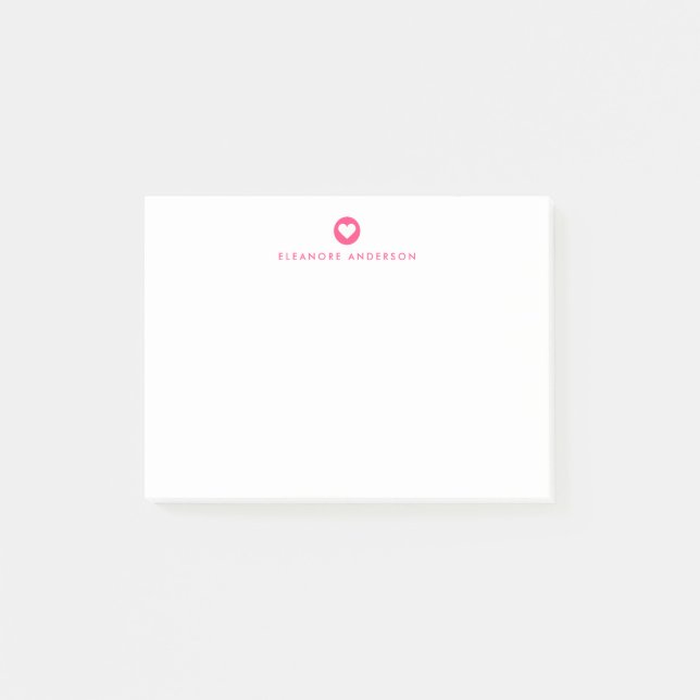 Hot Pink | Heart Accent Personalized Notes (Front)