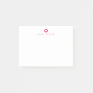Hot Pink Heart Accent Personalized Post-it Notes