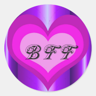 hot pink heart Best friends forever Classic Round Sticker