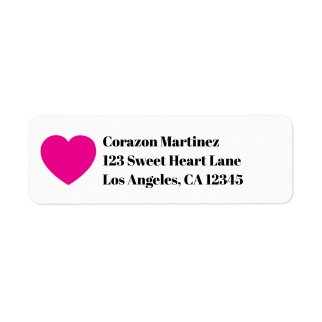 Hot Pink Heart Bold Text Label (Front)