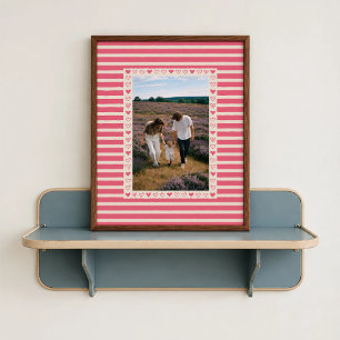 Hot Pink Heart Border Poster - Personalized Gift