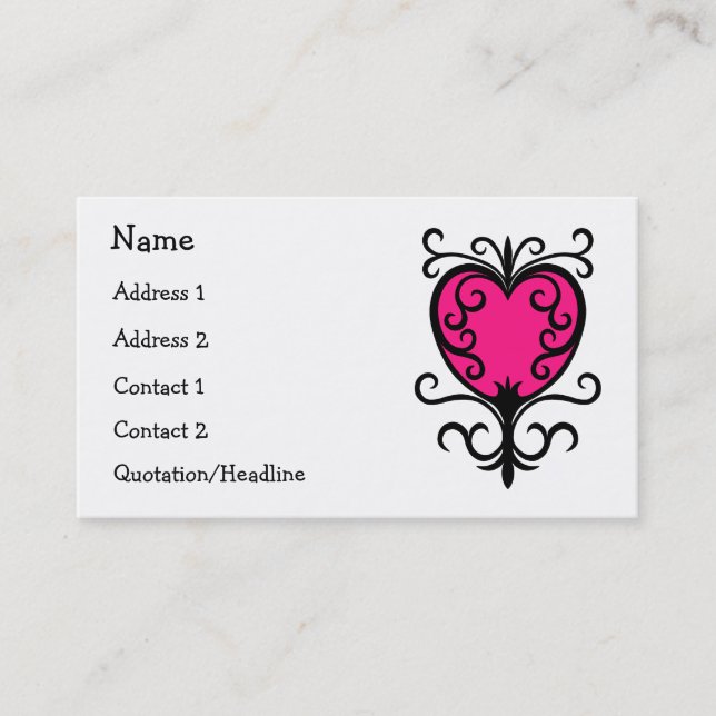 Hot pink heart business card (Front)