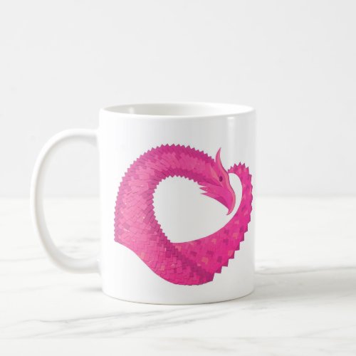 Hot pink heart dragon on white coffee mug