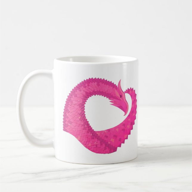 Hot pink heart dragon on white coffee mug (Left)